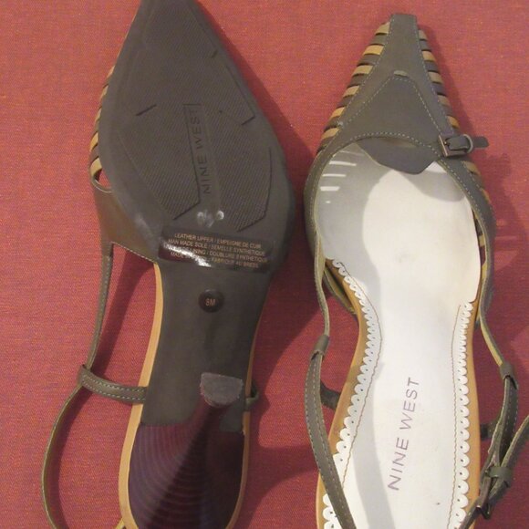 NINE WEST Summer Leather SlingBack Pumps, size 8M - Picture 6 of 10